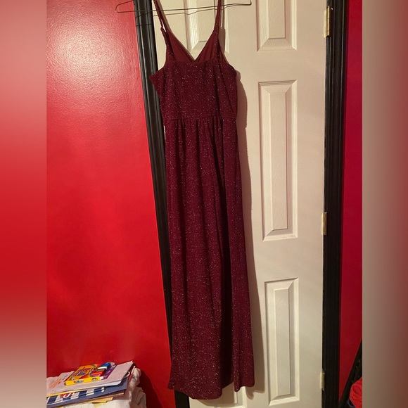 Burgundy Glitter Jumpsuit - Picture 6 of 6